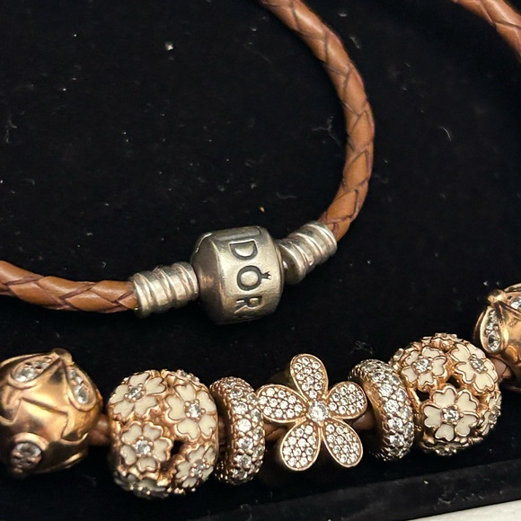 NWT 626 PANDORA on the Brown leather Bracelet & 7 prices of charm - Picture 3 of 16